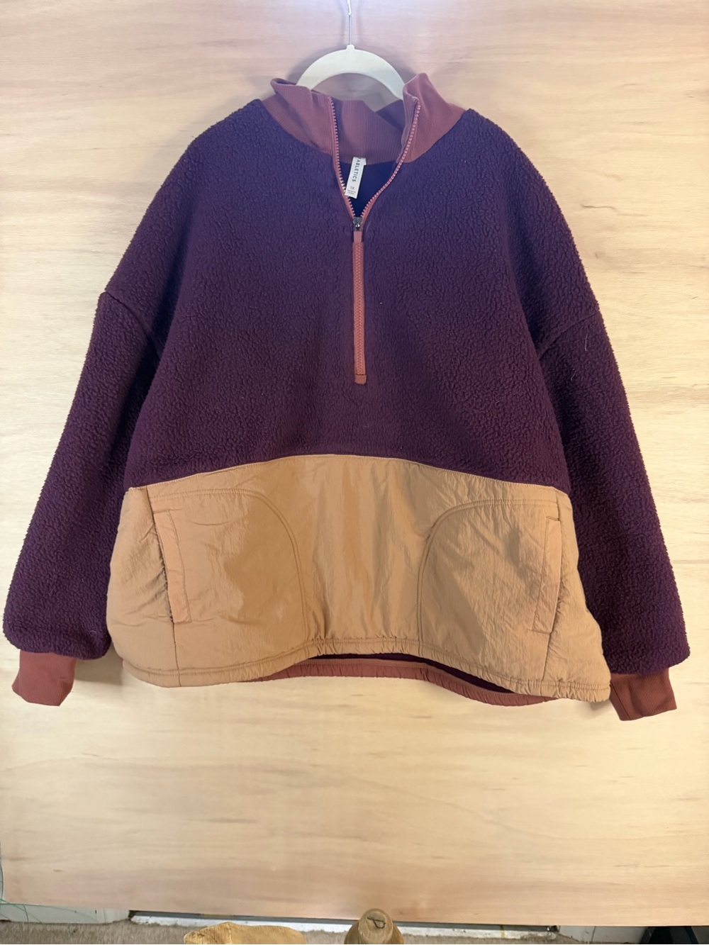Fabletics Plum and Dusty Rose Half-Zip Sherpa Pullover